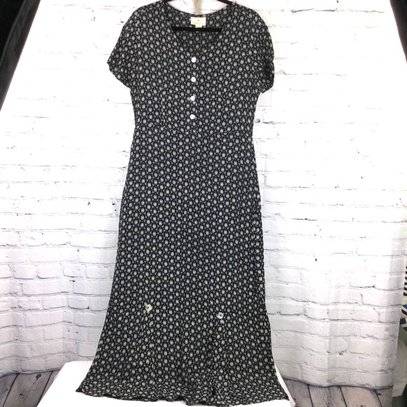 VTG Nathalie Seaver Women's Geometric Round Neck Short Sleeve Black Maxi Dress 1 - Picture 3 of 12